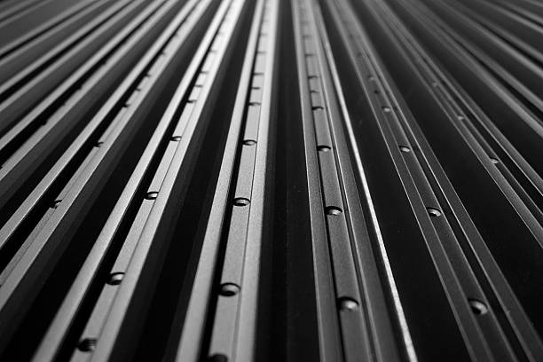 abstract line up of aluminum profile for background used